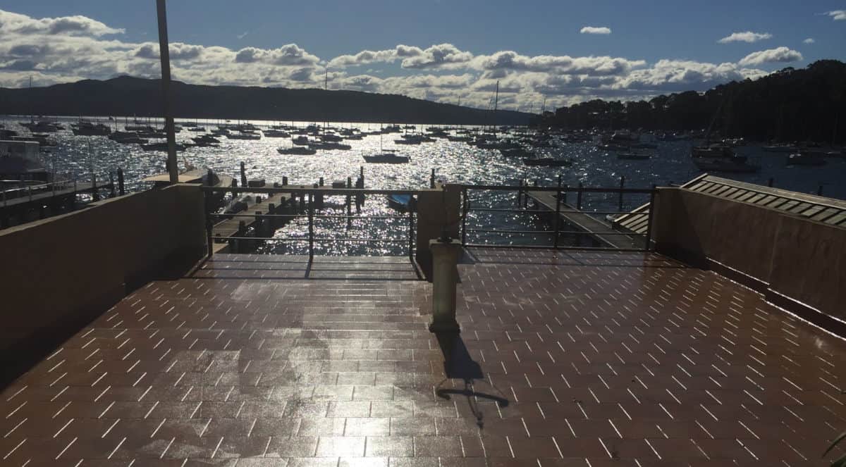 Balcony overseeing harbor