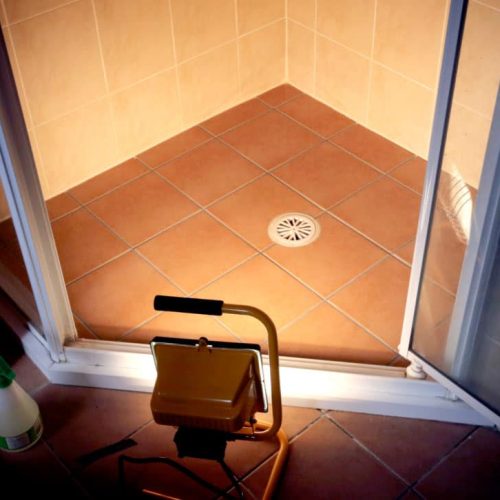 Brown shower after